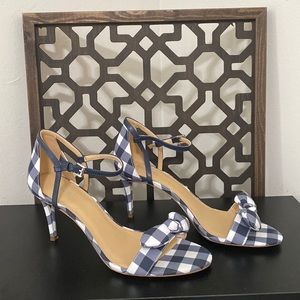 Michael Kors White & Blue Gingham Sandal